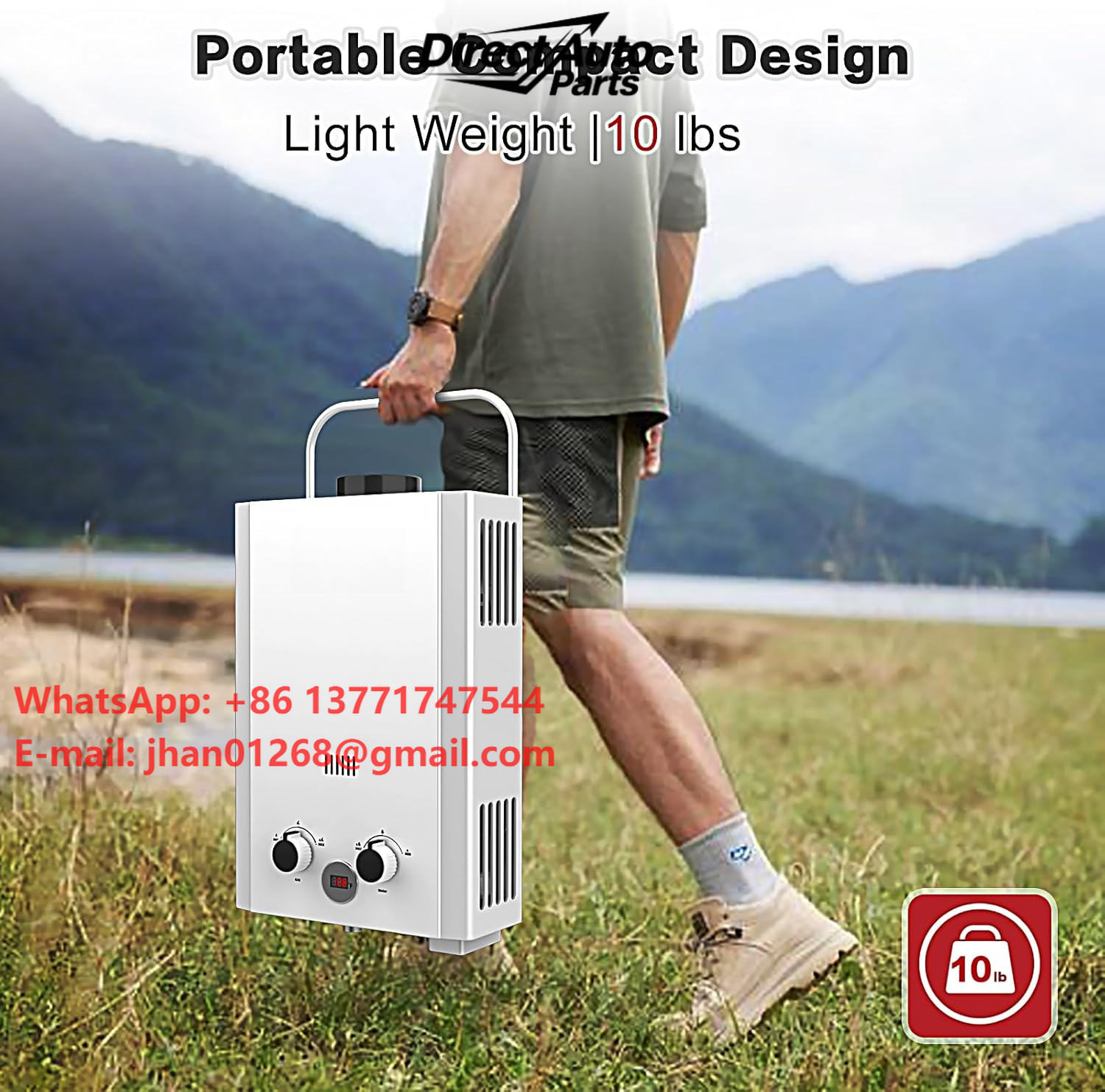 Outdoor Camping Hot Water Heater - Propane Tankless Water Heater with Handle