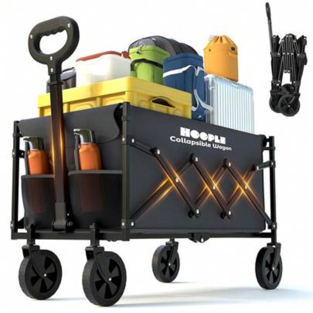 Outdoor Camping Wagon - Collapsible Wagon With Wheels 220 Lbs
