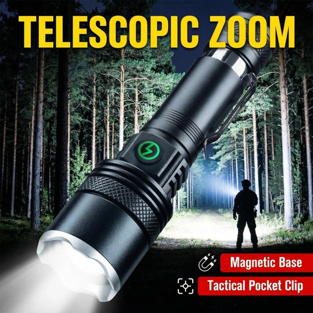 Outdoor Camping Hiking - Rechargeable LED Flashlight Zoomable Waterproof Aluminum