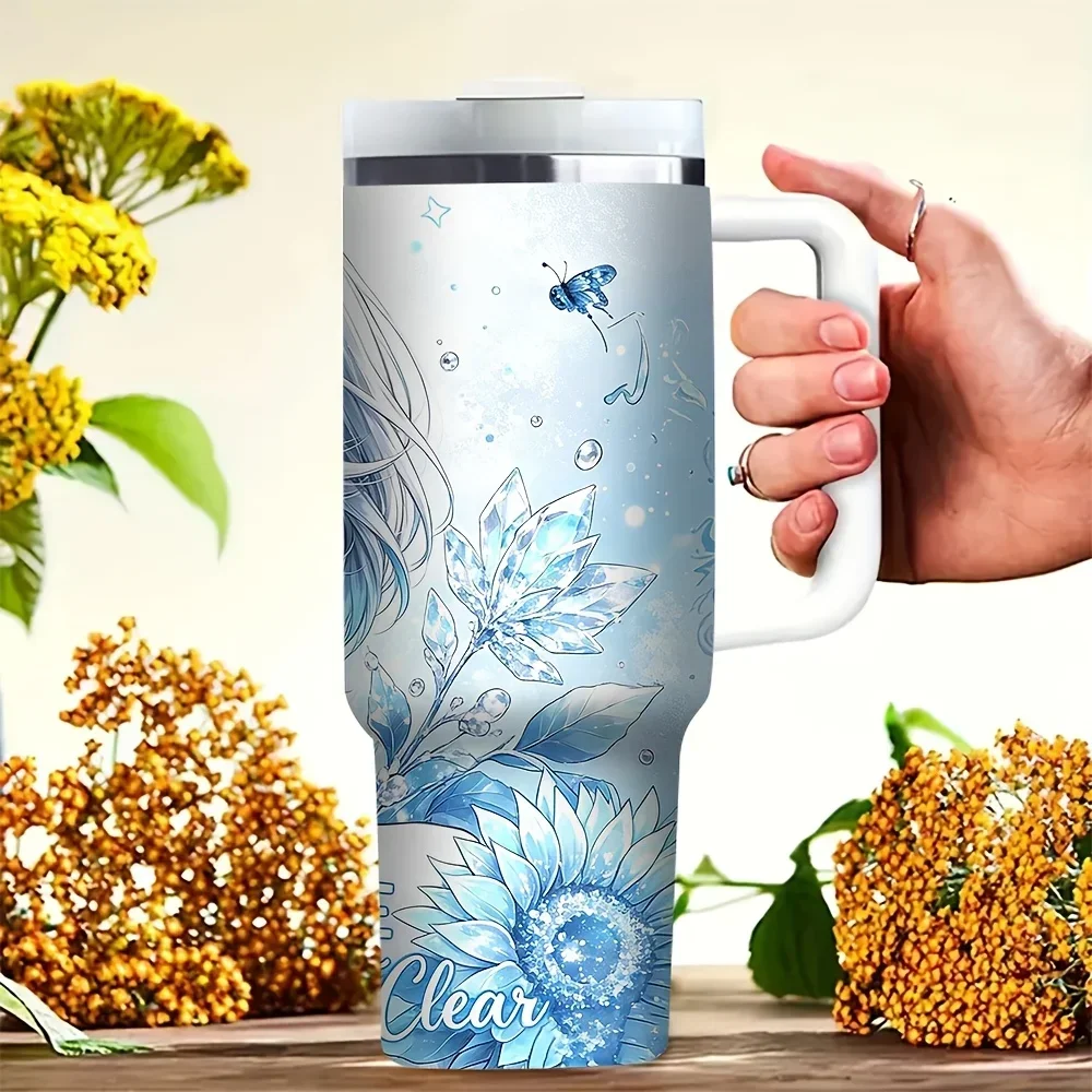 40oz Tumbler with Handle, Blue - Outdoor Camping Anime ulasan dan harga