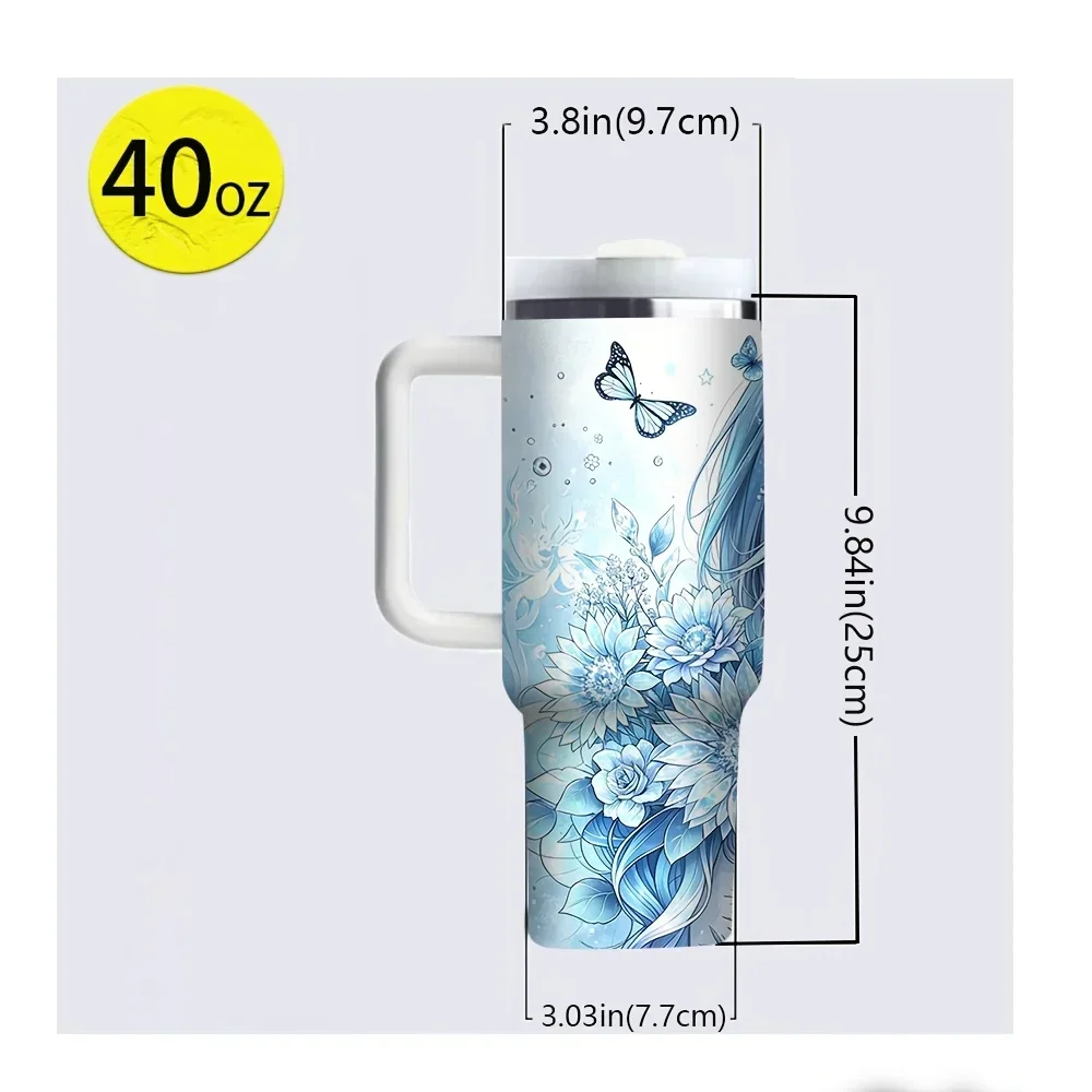 40oz Tumbler with Handle, Blue - Outdoor Camping Anime ulasan dan harga