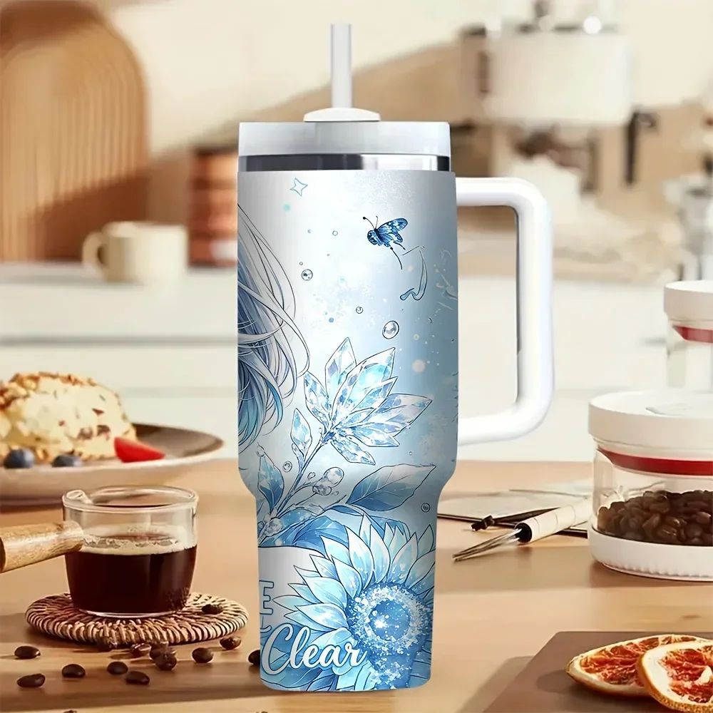 40oz Tumbler with Handle, Blue - Outdoor Camping Anime ulasan dan harga