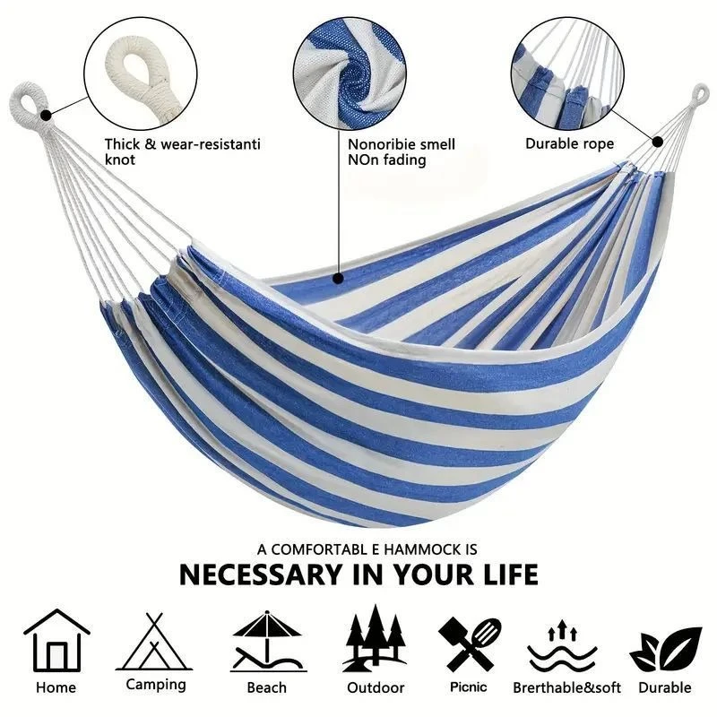 Canvas No Wooden Stick Hammock - Bed Outdoor Camping ulasan dan harga