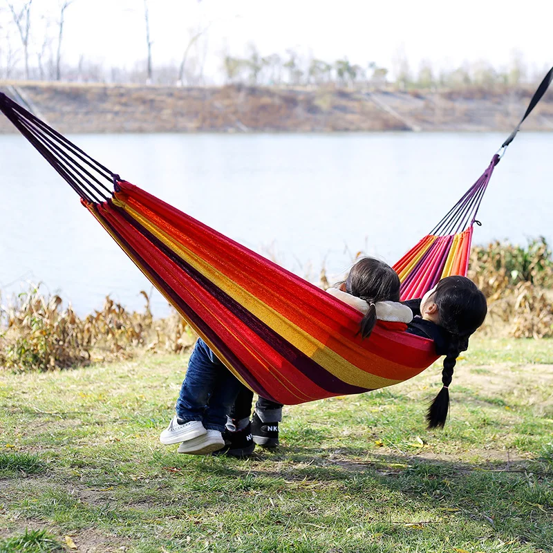 Canvas No Wooden Stick Hammock - Bed Outdoor Camping ulasan dan harga