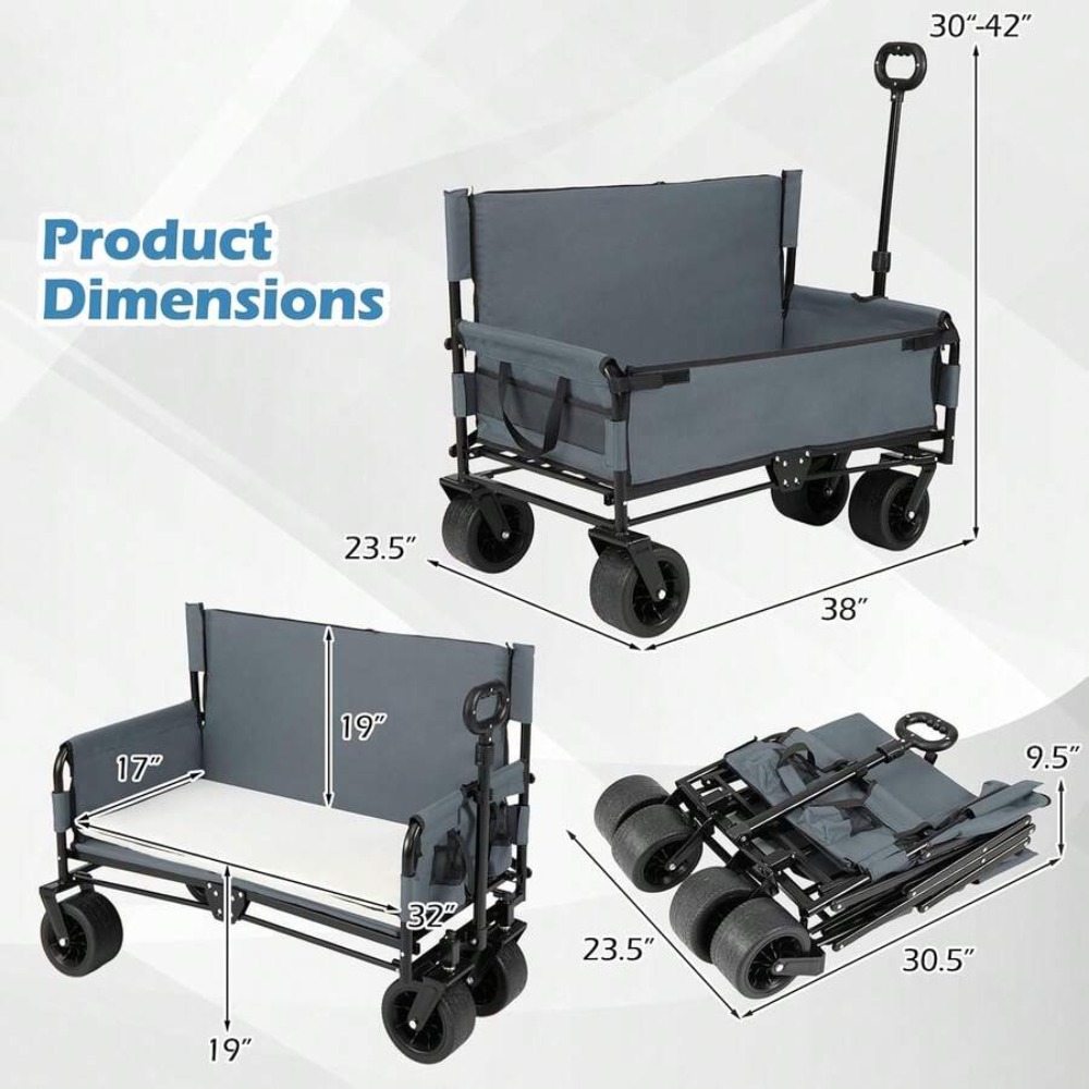 2-in-1 Foldable Wagon with Ben - Outdoor Camping Wagon ulasan dan harga