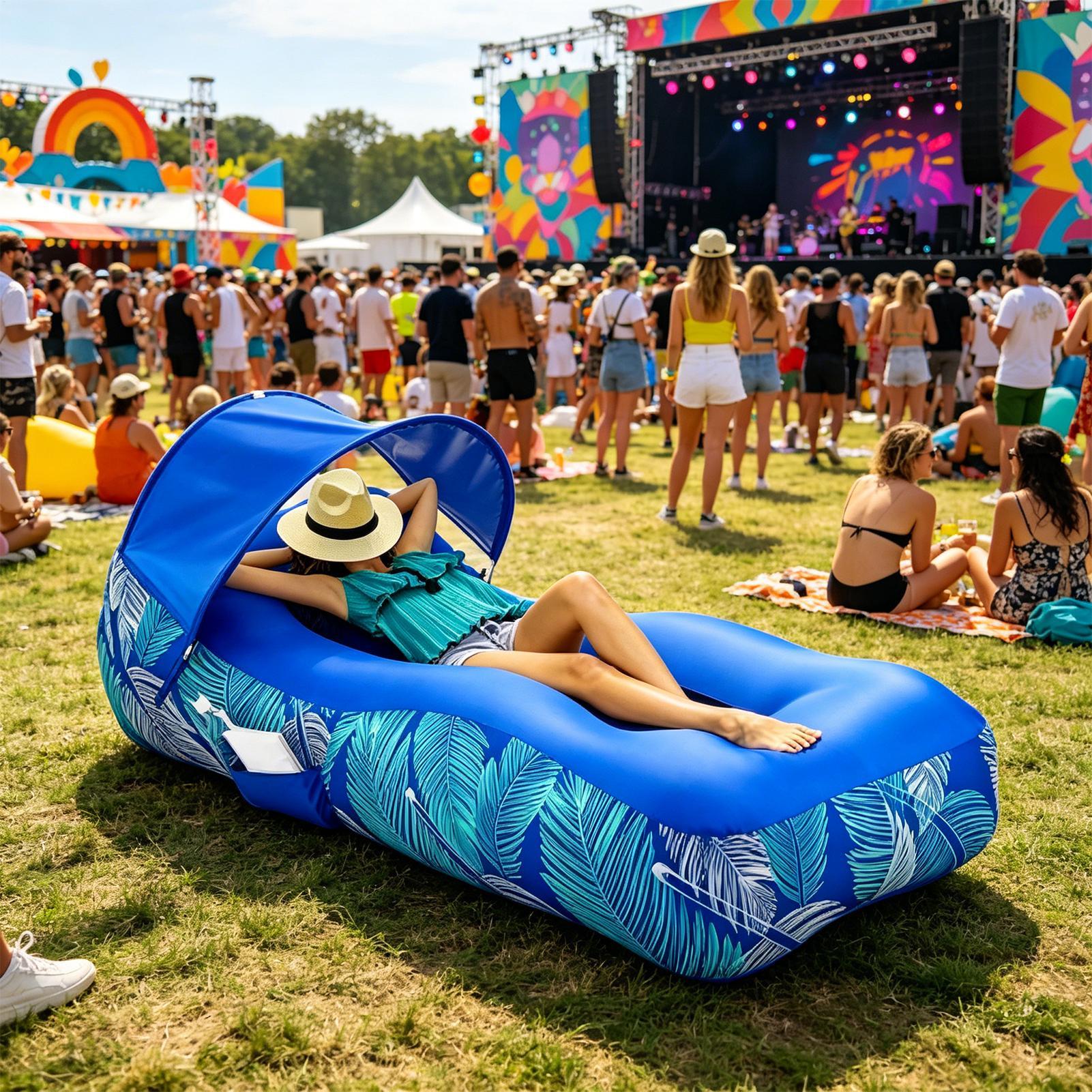 Inflatable Lounger with Sunsha - Outdoor Camping Couch ulasan dan harga