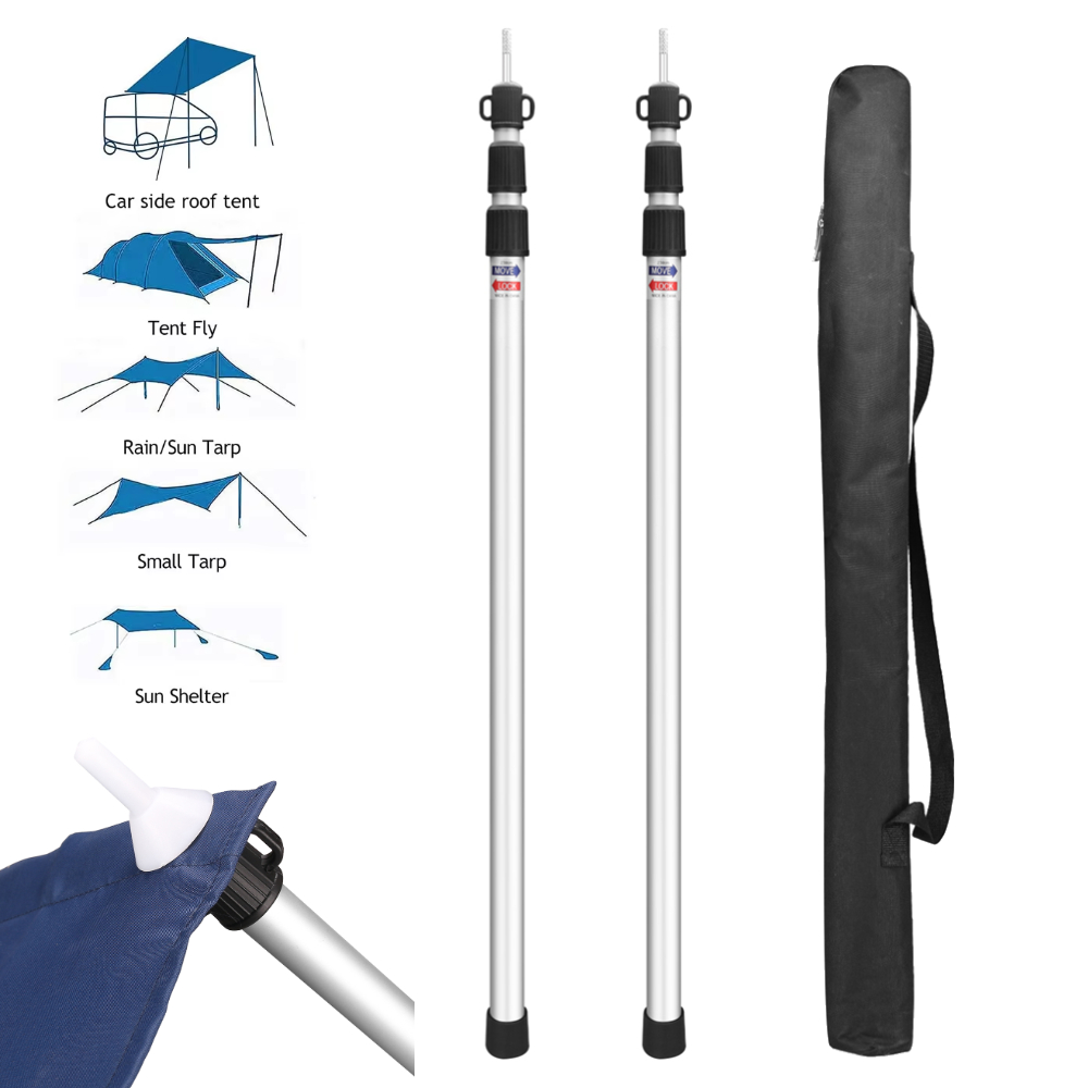 Aluminium Telescoping Tarp Pol - Waterproof Tarp Shelter ulasan dan harga