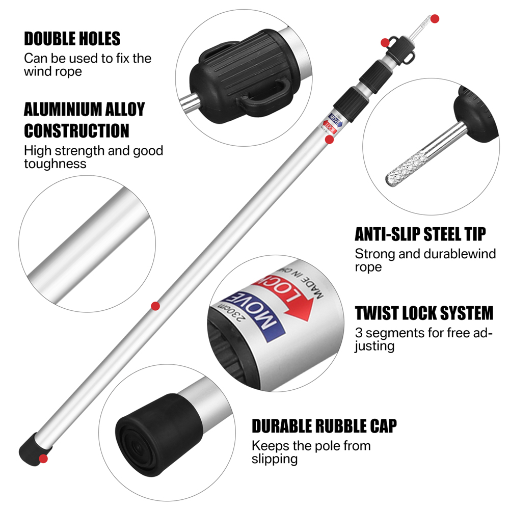 Aluminium Telescoping Tarp Pol - Waterproof Tarp Shelter ulasan dan harga