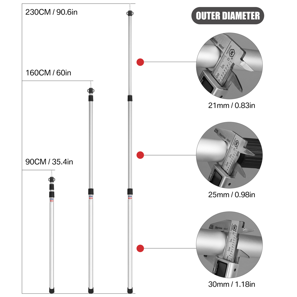 Aluminium Telescoping Tarp Pol - Waterproof Tarp Shelter ulasan dan harga