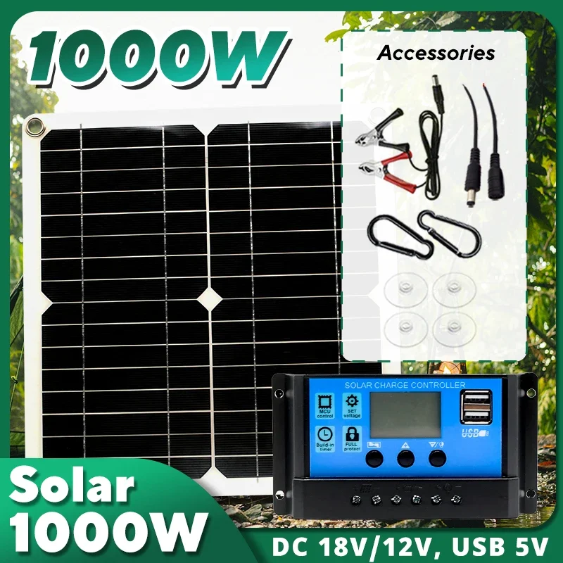 1000W Solar Panel Kit,12V Sola - Outdoor Camping Van ulasan dan harga